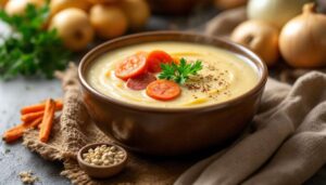 Kartoffelsuppe mit Möhren und Wiener Würstchen – so wird sie schön sämig