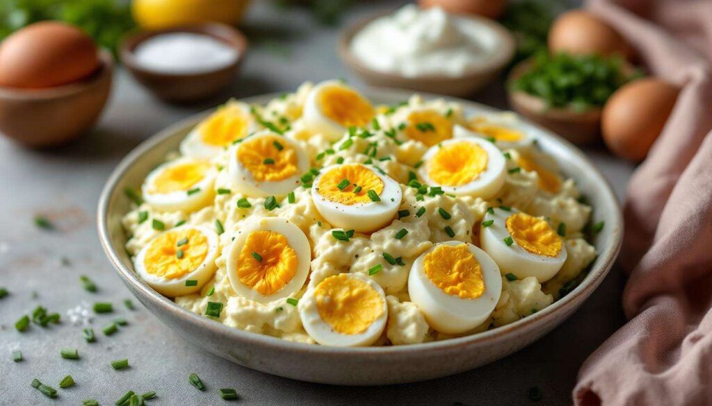 Cremiger Eiersalat mit Schnittlauch – mit Joghurt & Sahne, ideal fürs Abendbrot