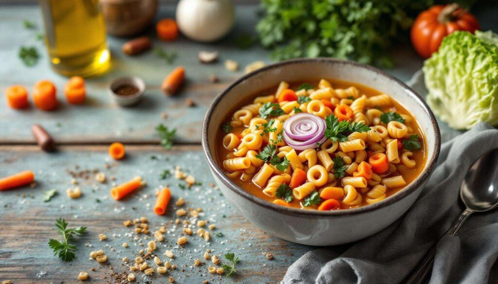 Gemüsesuppe mit Chinakohl und Buchstabennudeln – schnell, leicht und richtig sättigend