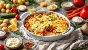 Buntes Gemüsegratin aus dem Ofen – locker, cremig und mit goldener Käsekruste