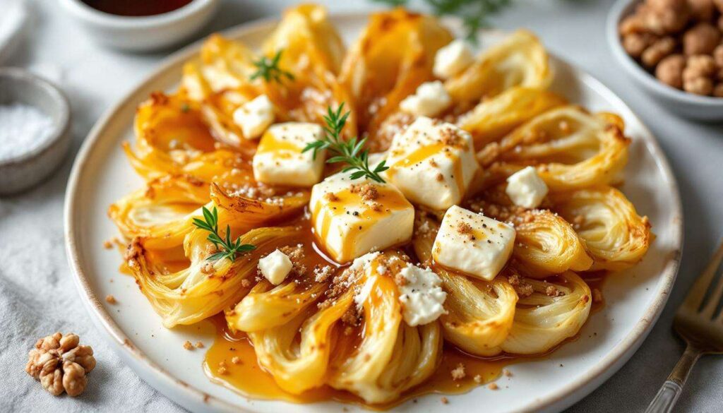 Rezept: Glasierter Chicorée mit Ziegenkäse aus dem Backofen,