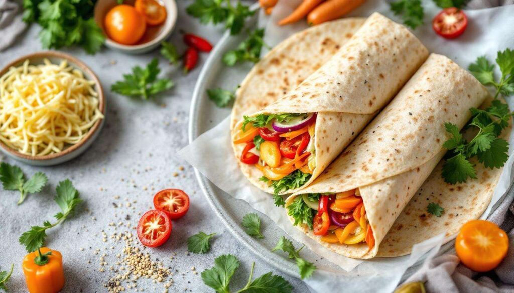 Reis-Tortilla-Wraps mit knackigem Gemüse – schnell gemacht und auch kalt noch lecker