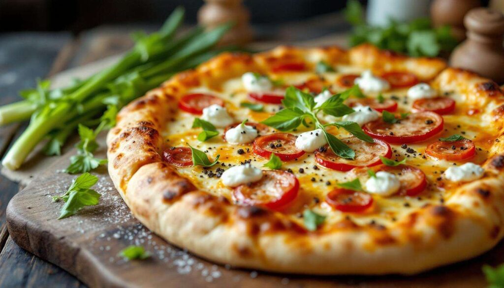 Flammkuchen mit Bärlauch und Ziegenkäse, in 20 Minuten fertig und herrlich dünn