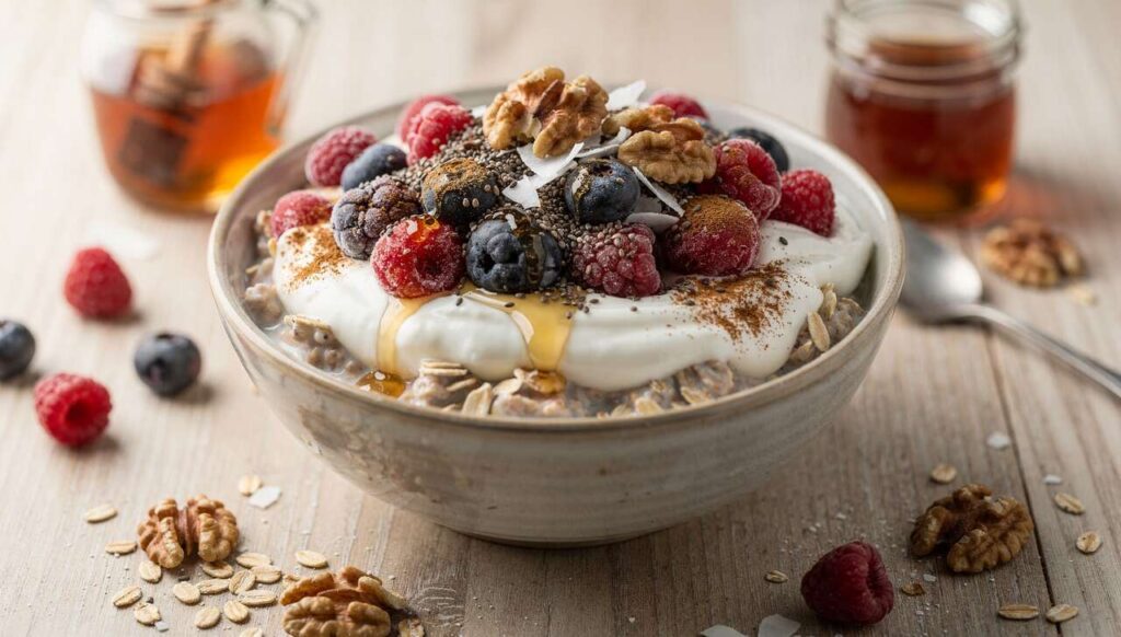 Leckeres und gesundes Frühstück von den Ernährungs-Docs: Overnight Müsli mit Joghurt und Beeren
