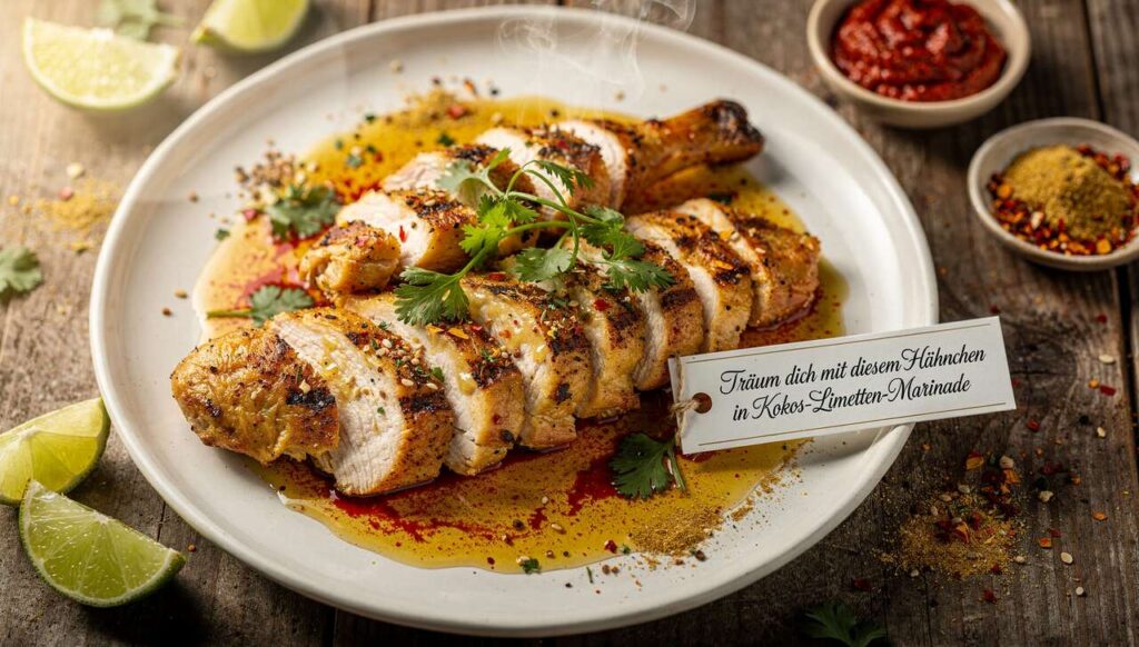 Träum dich mit diesem Hähnchen in Kokos-Limetten-Marinade in die Ferne
