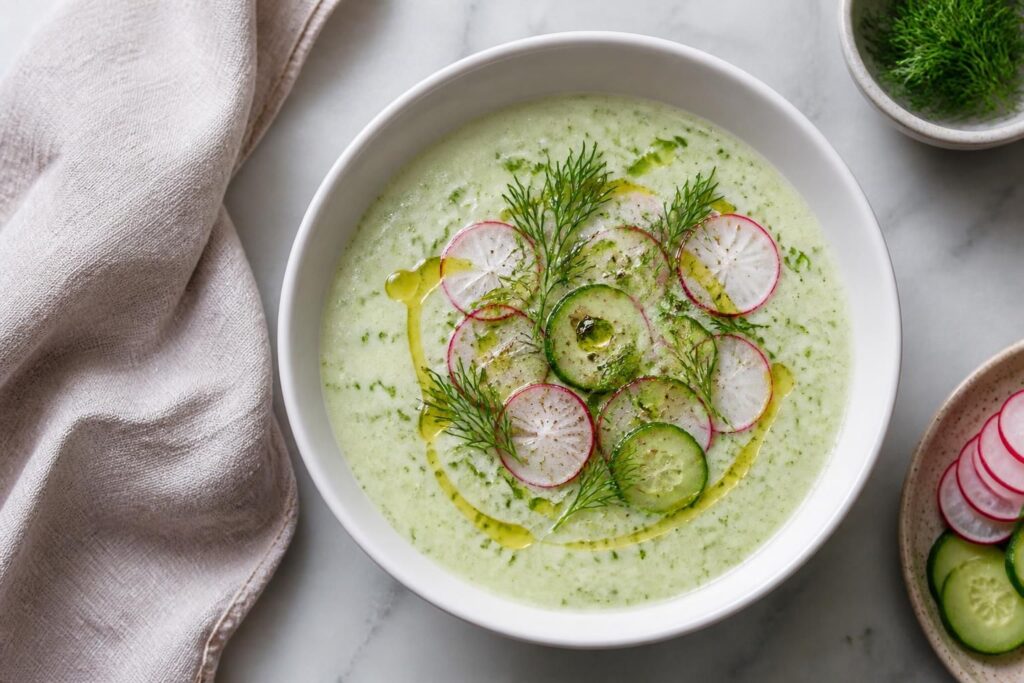 Gurken-Radieschen-Suppe: das leichte Mixer-Rezept in zehn Minuten