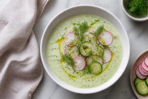 Gurken-Radieschen-Suppe: das leichte Mixer-Rezept in zehn Minuten