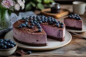 Kalte Schoko-Heidelbeer-Torte ohne Backen, die Quarkcreme wird ganz ohne Gelatine fest